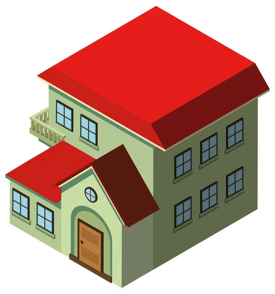 Diseño 3D para casa con techo rojo — Vector de stock