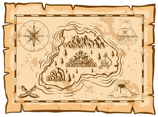 Mapa do tesouro da ilha morta — Vetor de Stock