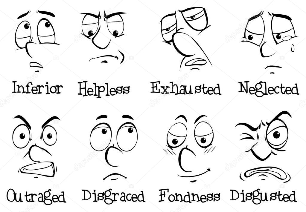 Eight different emotions of human being
