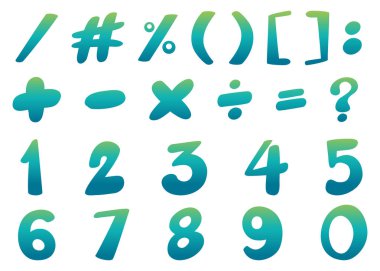 Sayılar ve mavi işaretler için yazı tipi tasarım