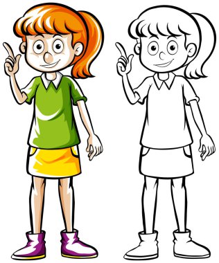 Mutlu yüz ile kızın hazırlanması doodle