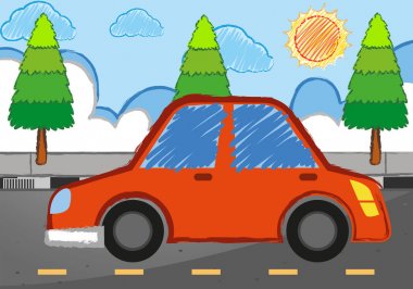 Sanat Sokağı kırmızı araba ile doodle