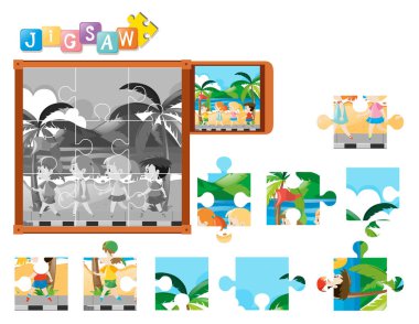 Jigsaw puzzle parçaları yürüme çocuklar