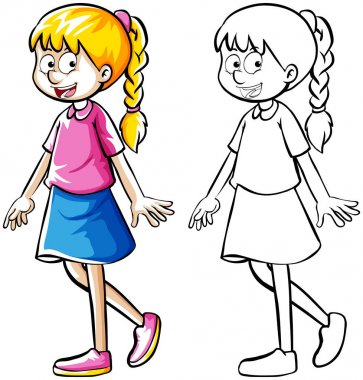 Kız yürüyüş hazırlanması doodle