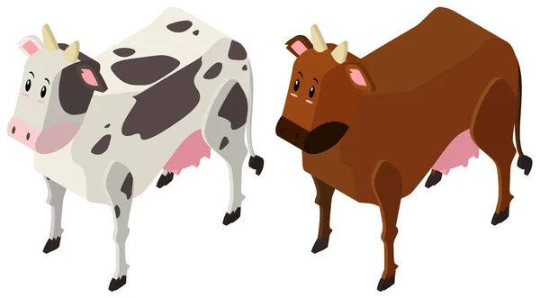 Design 3D para duas vacas —  Vetores de Stock