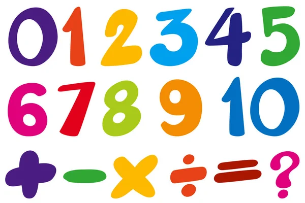 Design del carattere per numeri e segni a colori — Vettoriale Stock