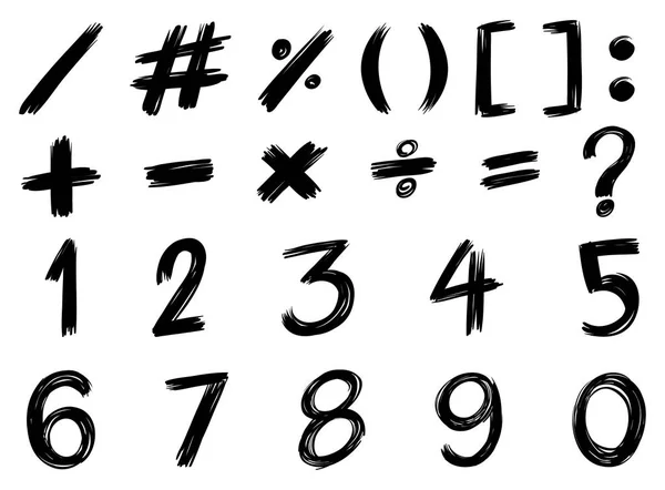 Zwarte lettertype ontwerp voor getallen en tekenen — Stockvector