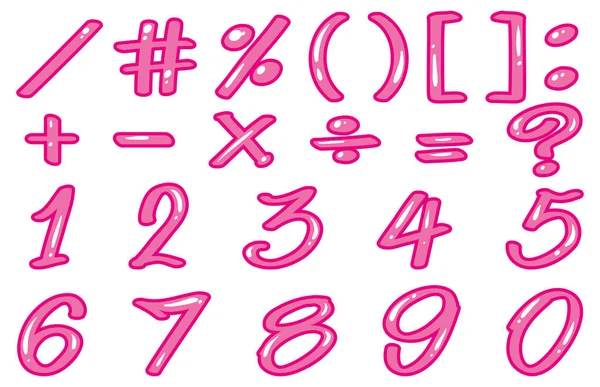 数字和粉红色的迹象 — 图库矢量图片