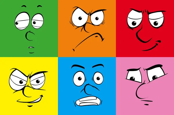 Human faces with different emotions — Stock Vector