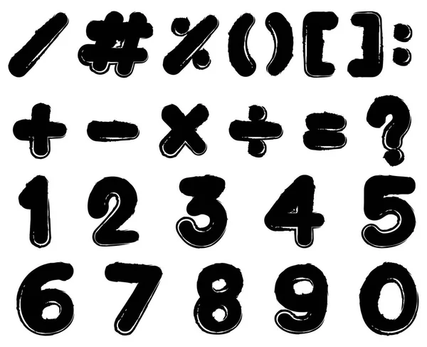 Lettertype ontwerp voor getallen en tekenen in het zwart — Stockvector
