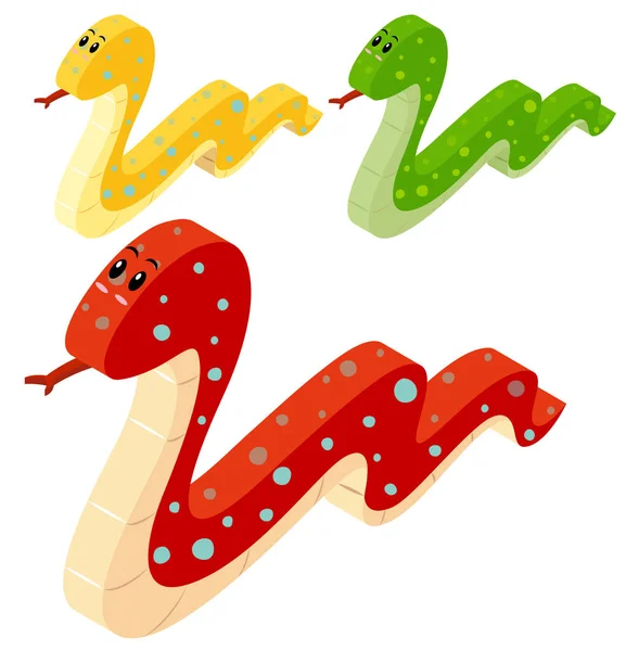 Three snakes in 3D design — Stock Vector