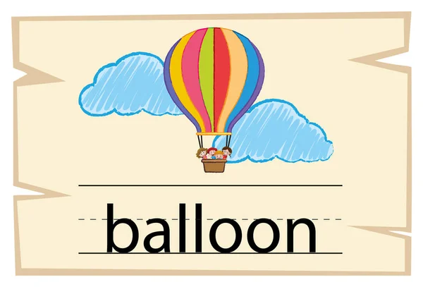 Flashcard pour ballon mot — Image vectorielle