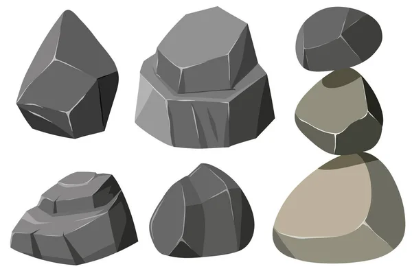 Diferentes formas de rochas cinzentas — Vetor de Stock