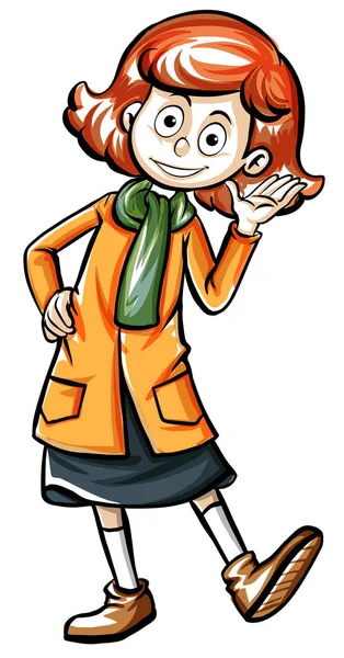 Menina de casaco laranja sorrindo — Vetor de Stock