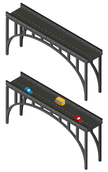 Ponte con e senza auto — Vettoriale Stock