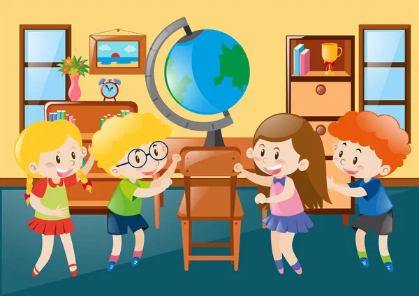 Enfants en classe de géographie — Image vectorielle