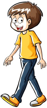 Adam sarı tişört ve kot pantolon