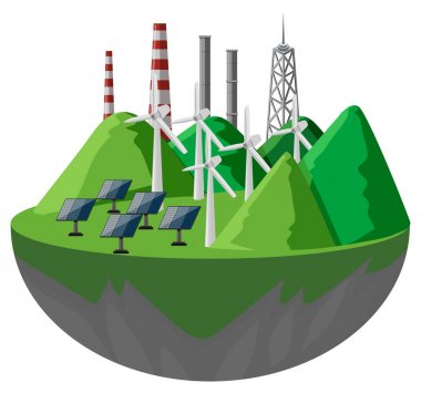 Güneş hücreleri ve türbinleri dağlarda