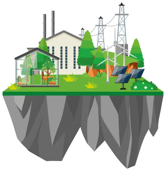 温室効果と電力の発電所 — ストックベクタ