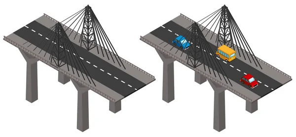 Pont avec voitures et sans — Image vectorielle