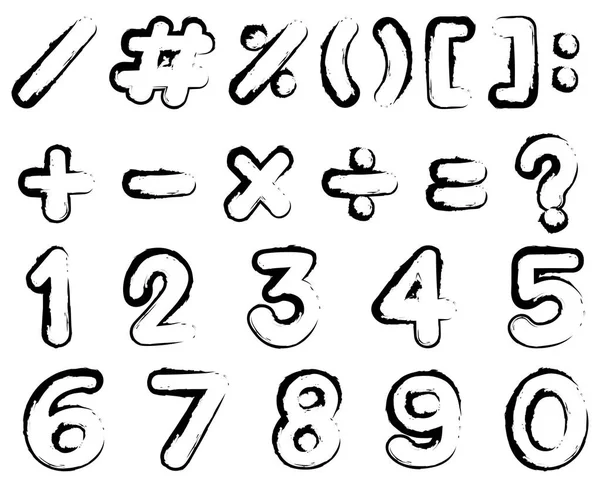 Schwarze Schrift für Zahlen und Zeichen — Stockvektor