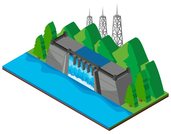 Barragem construída junto ao rio —  Vetores de Stock