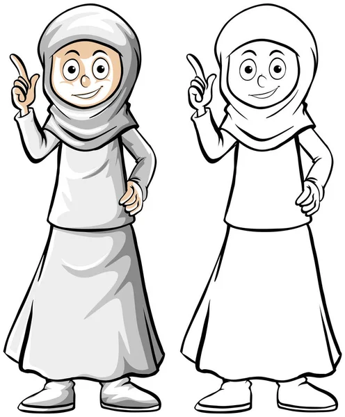 Menggambar karakter manusia untuk wanita muslim - Stok Vektor
