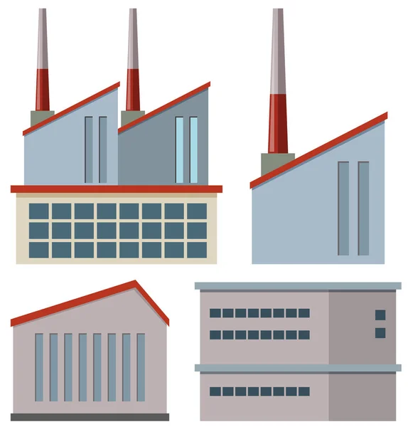 Edifícios de fábrica com chaminés — Vetor de Stock