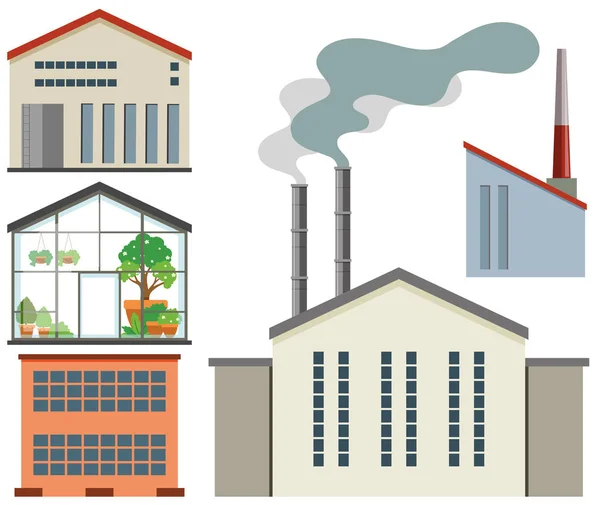 工場の建物と温室効果 — ストックベクタ