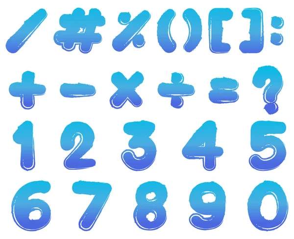 Zahlen und Zeichen in blauer Farbe — Stockvektor