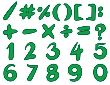 Numaraları ve yeşil renkli basit işaretler