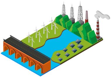 3d tasarım Nehri Köprüsü