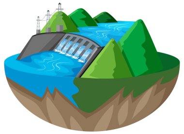 3D design for dam in the mountain clipart