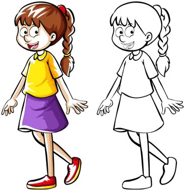 İnsan karakteri için yürüyen kız doodle