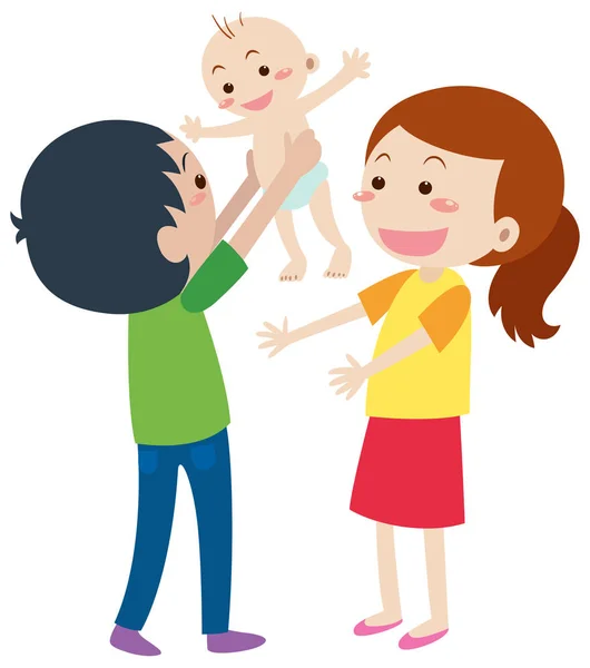 新生婴儿的家庭 — 图库矢量图片