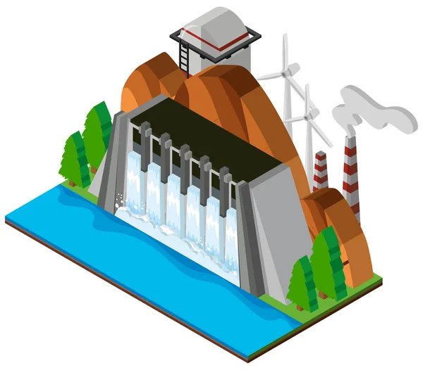 3D design för dam och floden — Stock vektor