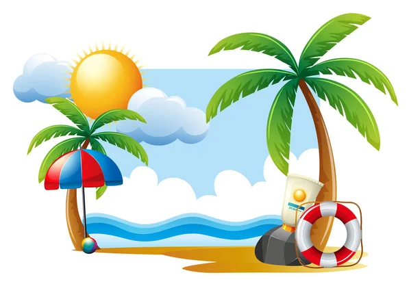 Summer scene with sun and ocean — Stock Vector