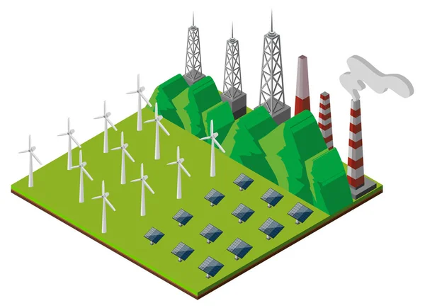 3D-ontwerp voor de elektriciteitscentrale — Stockvector