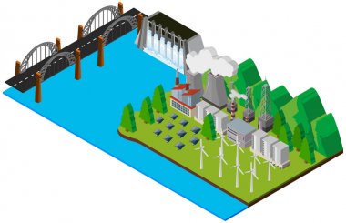 nehir kıyısında güç istasyonu