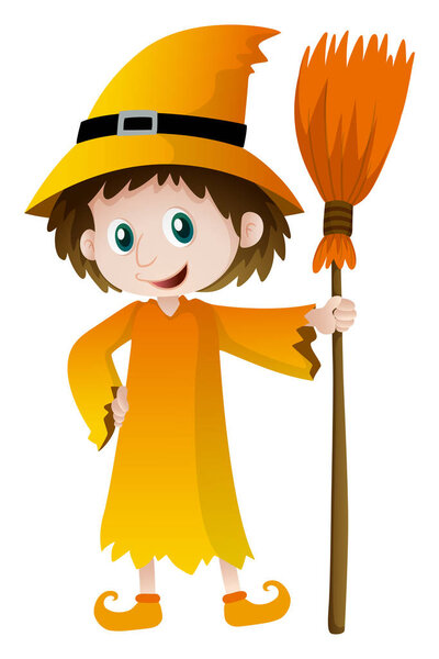 Wizard holding magic broom