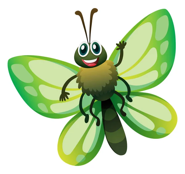 Schmetterling mit grünen Flügeln — Stockvektor