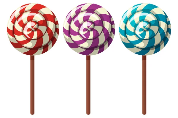 Three flavors of lollipops — Stock Vector