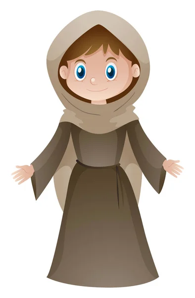 Vrouw in bruin middeleeuwse stijl kostuum — Stockvector