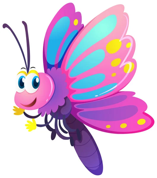 Χαριτωμένο πεταλούδα με ροζ και μωβ φτερά — Διανυσματικό Αρχείο