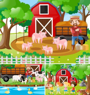 Grupta çalışma çiftçinin üç sahne