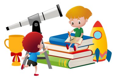 Yazma ve teleskop arıyorsunuz iki erkek