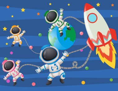 Uzayda uçan Astronaunts
