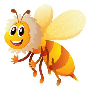 Beyaz arka plan üzerinde uçan şirin arı