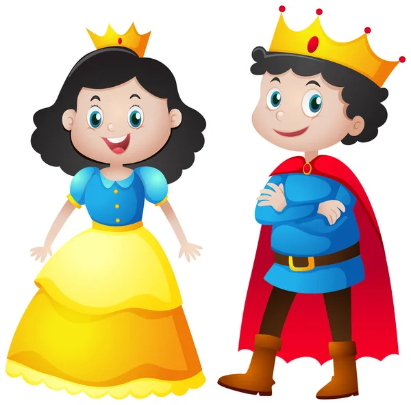 Fairytale tekens van koning en koningin — Stockvector