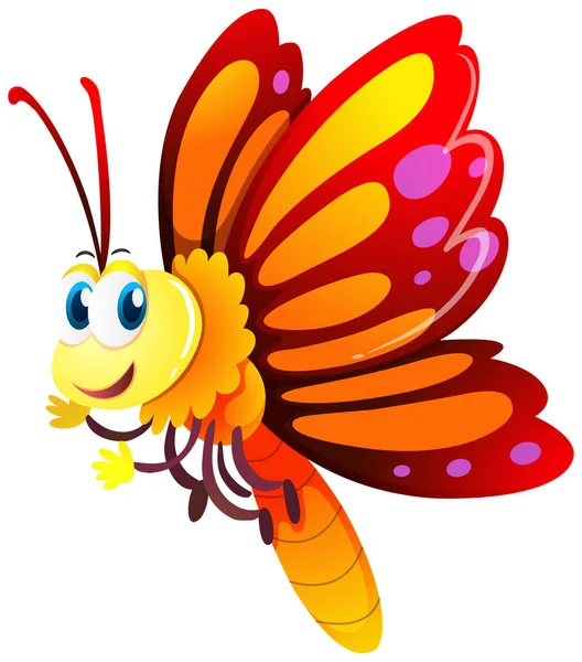 Vlinder met rode en gele vleugels — Stockvector